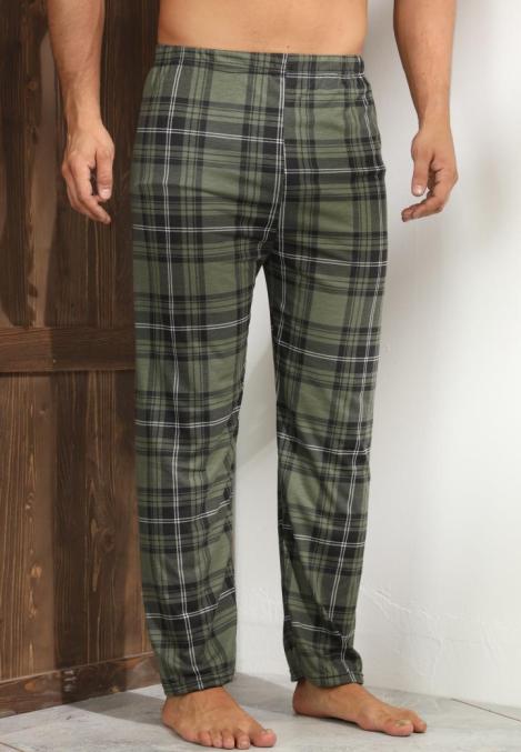 Pantaloni de Pijama ,Barbati,Culoare Verde Inchis cu Alb,Engros